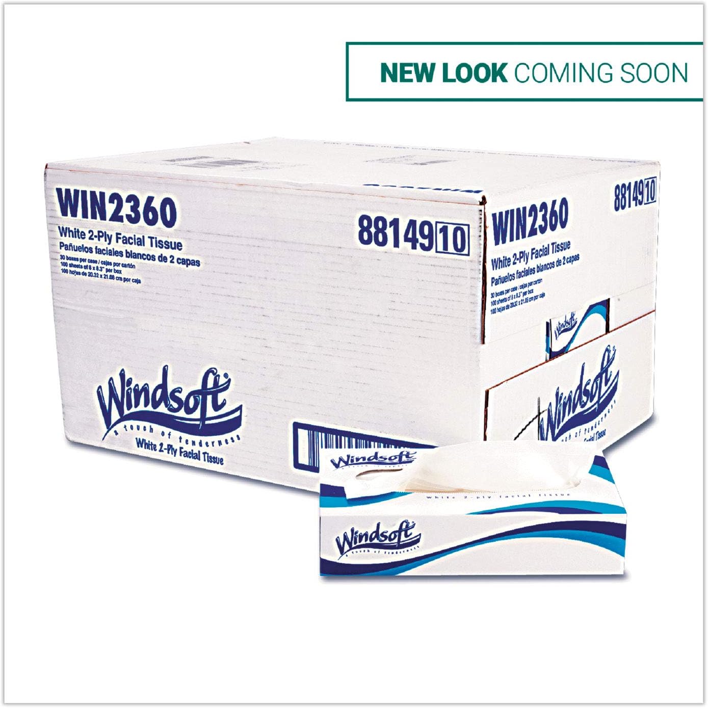 Windsoft 2360 Facial Tissue In Pop-up Box, 100/box, 30 Boxes/carton