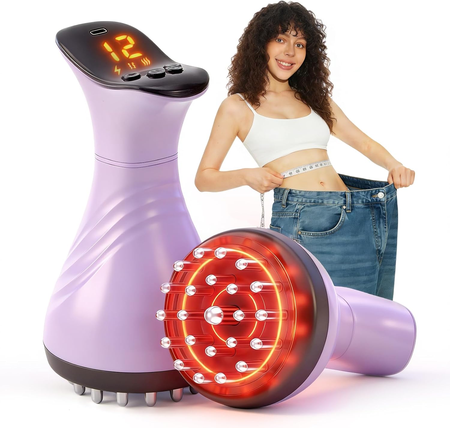 Lymphatic Drainage Massager for Legs & Body — Handheld Body Massager to Reduce Swelling, Improve Circulation & Smooth The Look of Cellulite - Purple