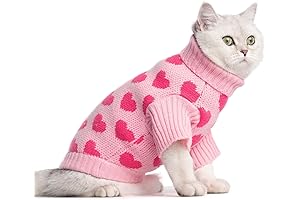 KOOLTAIL Cat Sweater, Turtleneck Soft Knit Cat Sweaters for Cats, Heart Love...
