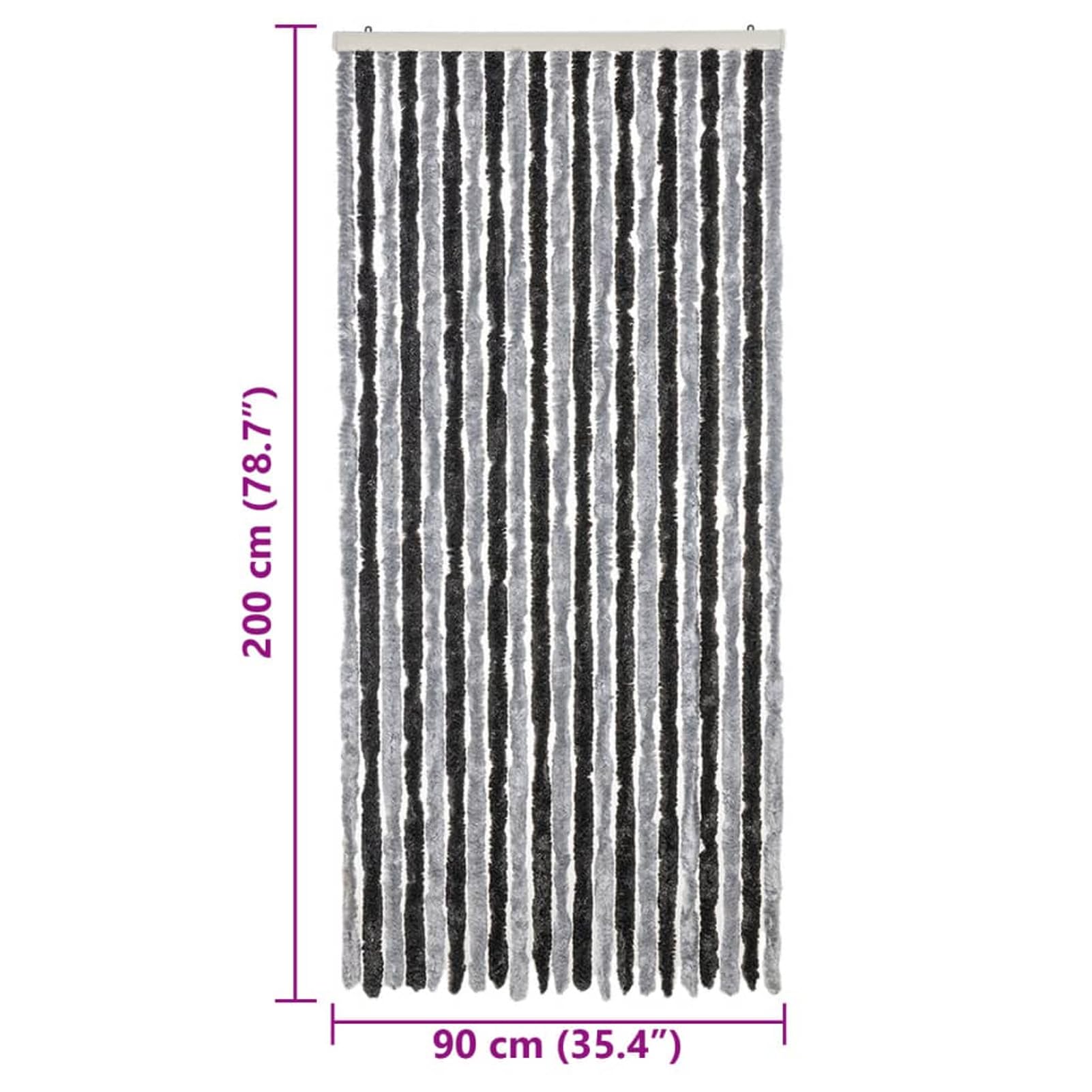 ZEYUAN Tenda Antimosche Grigia e Nera 90x200 cm in Ciniglia,Tenda Antimosche per Finestre e Porte Leggera Resistente all'Acqua Silenziosa Zanzariera Antiisetti-377327