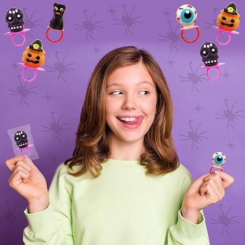Miniatura 5 de Fruidles Anillos de caramelo de Halloween, caramelos duros, envueltos individualmente (paquete de 12)