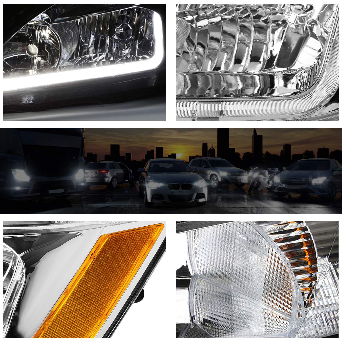 Amazon.co.jp: LED DRL ヘッドライト (ヘッドランプ) ペア アセンブリ
