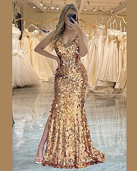 Sparkly Sequin Black Prom Dresses 2025 for Women Long Mermaid Prom Ball Gown V Neck Corset Gala Dress with Slit Custom at Amazon Women's Clothing store Sparkly Sequin Black Prom Dresses 2025 for Women Long Mermaid Prom Ball Gown V Neck Corset Gala Dress with Slit Custom at Amazon Women's Clothing store