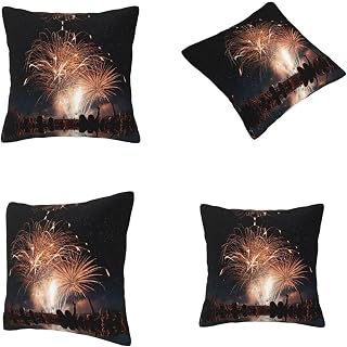 Fireworks All-Season Decorative Pillow Cover Set-Double Sided Print Polyester Soft Pillowcase for Couch,Bed,Car-Hidden Zipper