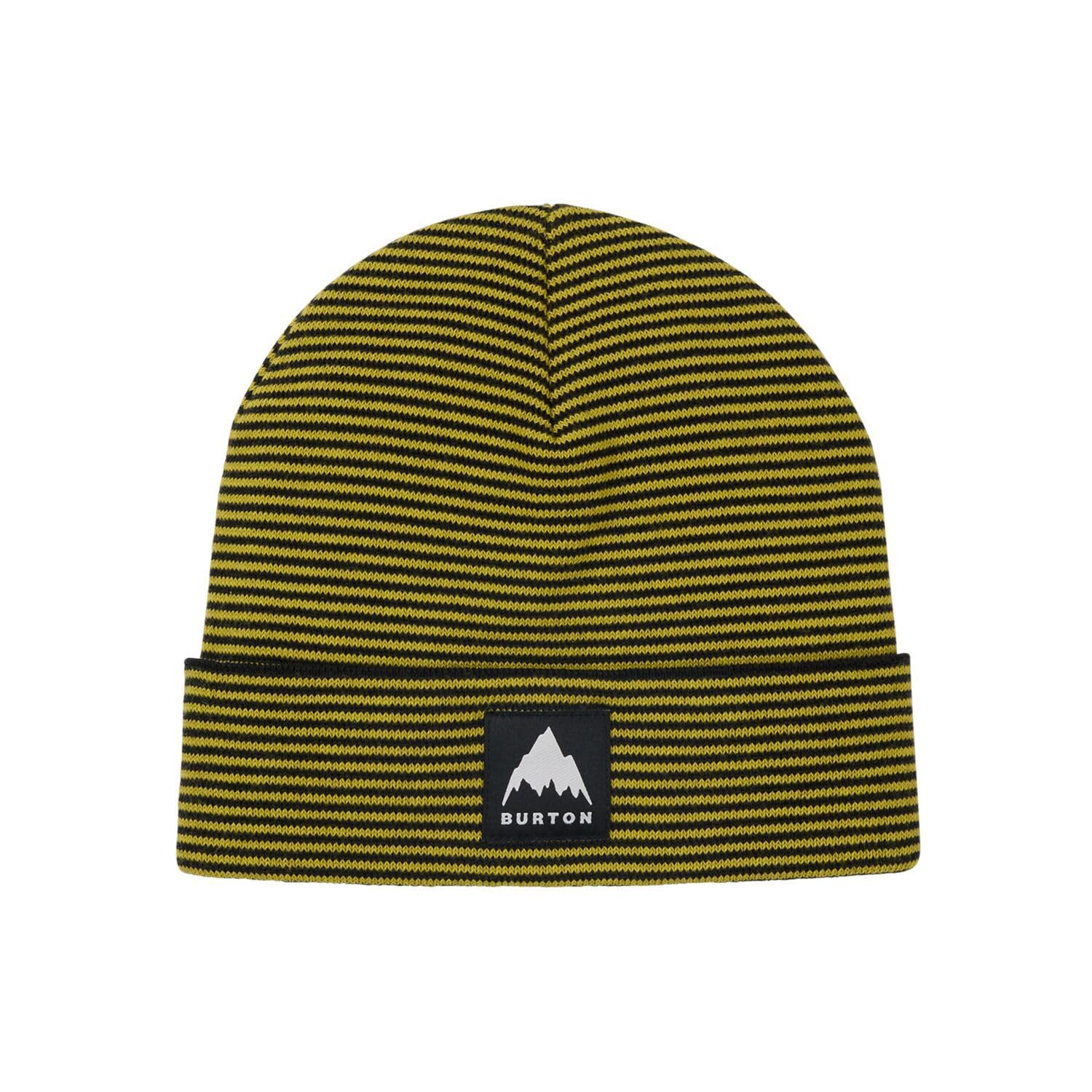 Burton Youth Kids' Recycled Stripe Beanie Winter Hat (US, Alpha, One Size, True Black/Sulfur)