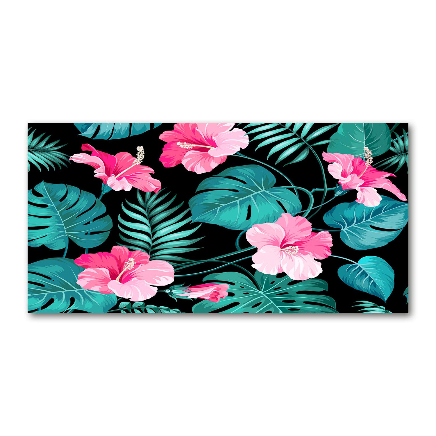 Crédence Cuisine Verre Tulup 140x70 Cm – Motif Floral Fleurs, Rouge/violet