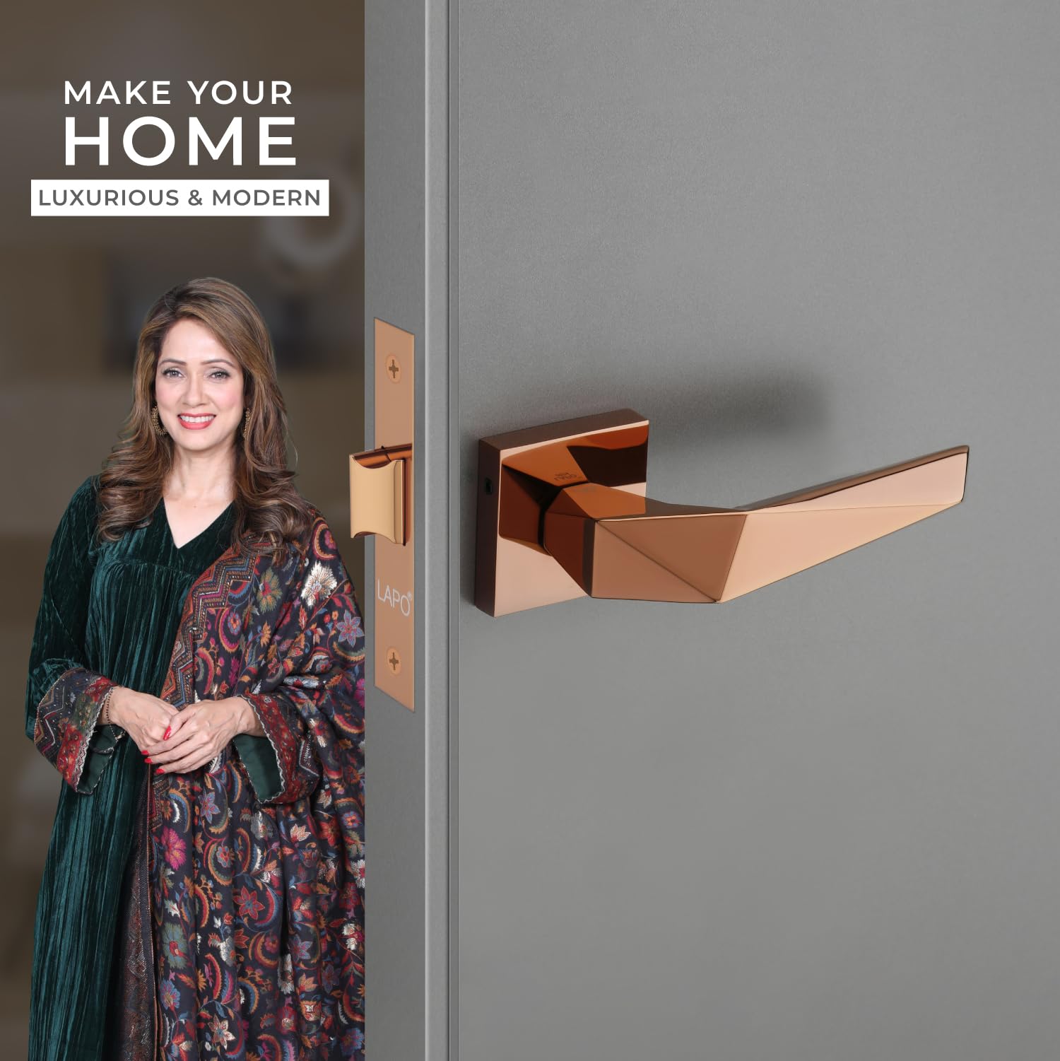 LAPO Rose Gold Door Lock - Keyless & Baby Latch -2