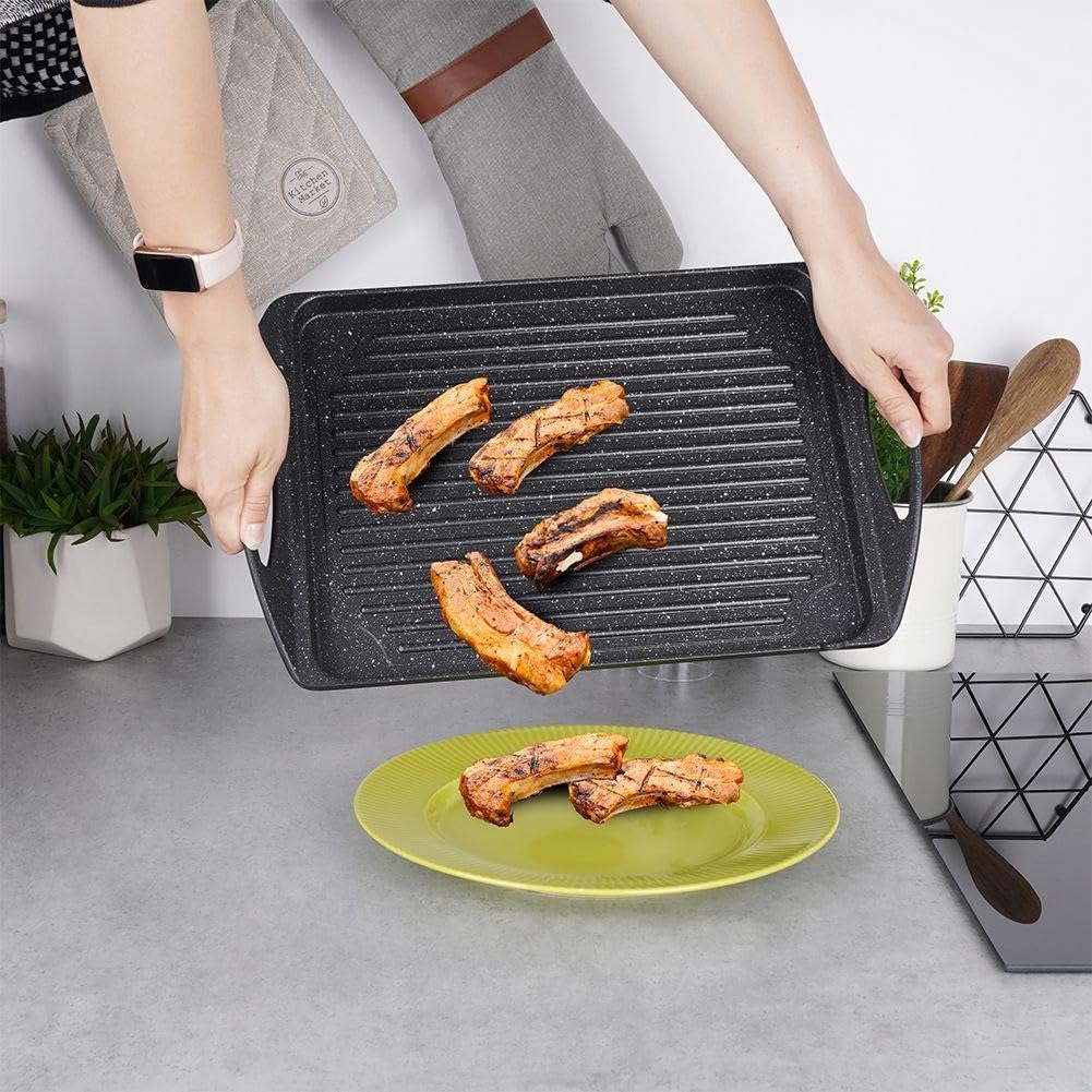 ORION Plancha de Asar, Parrilla de 42 x 27 cm, apta para inducción