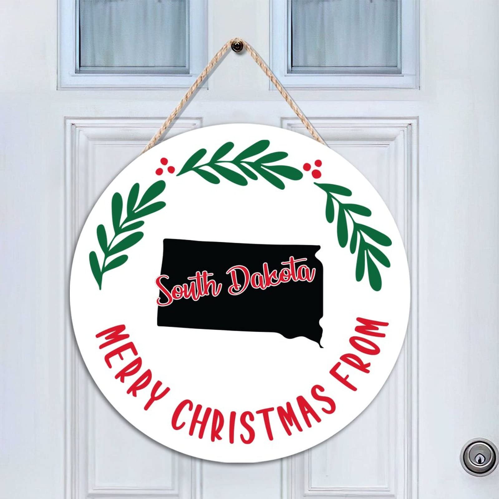Panneau de porte à suspendre en bois cadeau de Noël souvenir du South Dakota