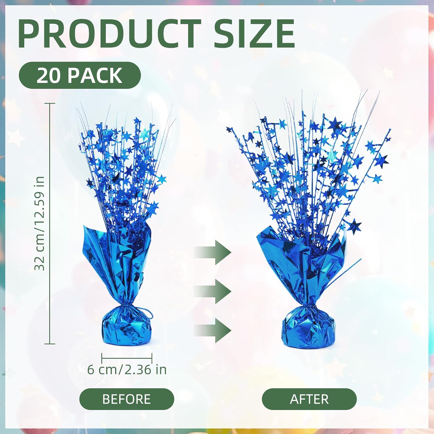 20 Pack Blue Foil Spray Centerpiece Star Table Decoration Metallic Burst Table Centerpieces for Birthday New Year Wedding Anniversary Graduation Party Supply (Blue)