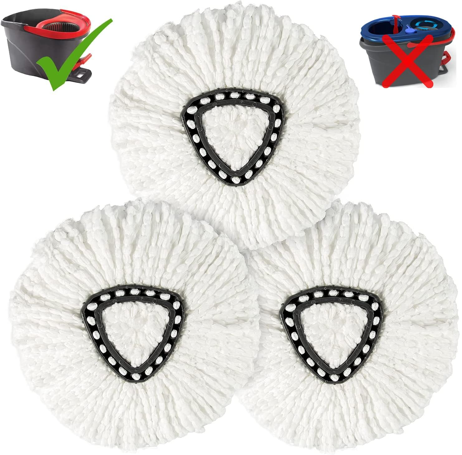 COOLive 3 Pack Mop Replace Heads, Mop Refill Heads Replacements Compatible with O Cedar Spin Mop System- Easy to Replace, Microfiber, Machine Washable