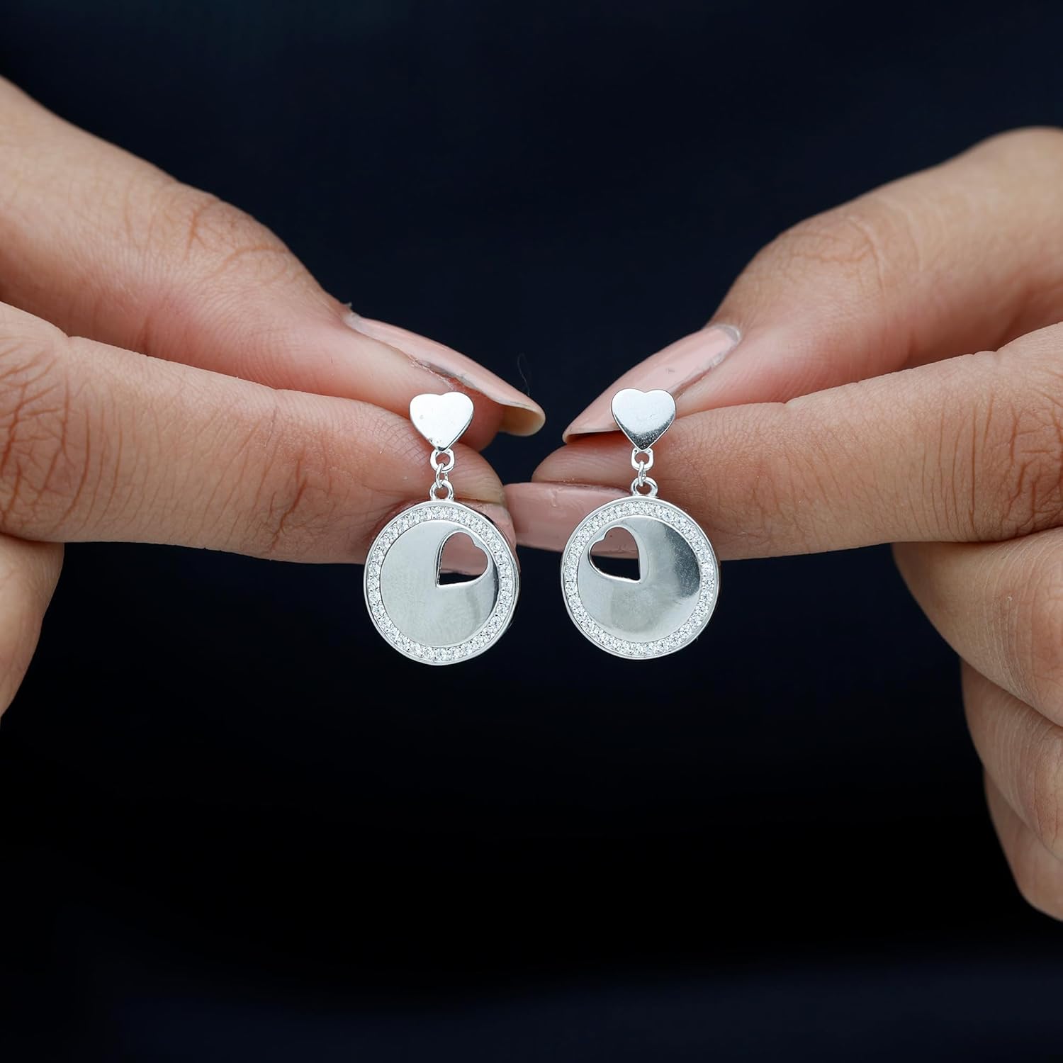 Certified Sterling Silver Cubic Zirconia Drop Earrings, Aaaa Quality, CZ Diamond Heart Earrings - Romantic Gift For Her - Image 4