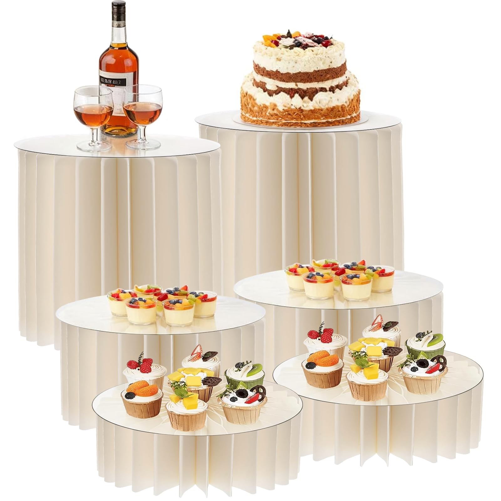 Réhausseur de buffet acrylique et lot de 6 présentoirs pliables 30cm pour traiteur et pâtisserie