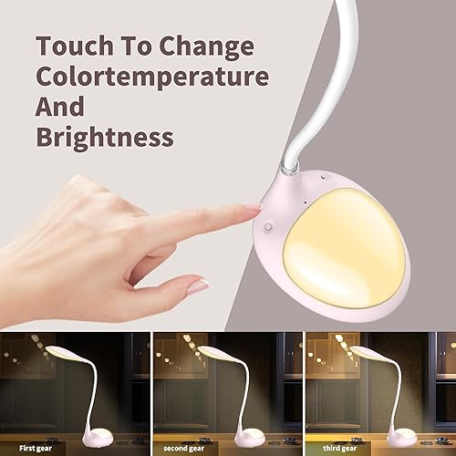 Miniatura 4 de Lámpara de escritorio LED, lámpara de lectura regulable 2 en 1, lámparas de escritorio táctiles para el hogar, oficina, dormitorio con 3 modos de