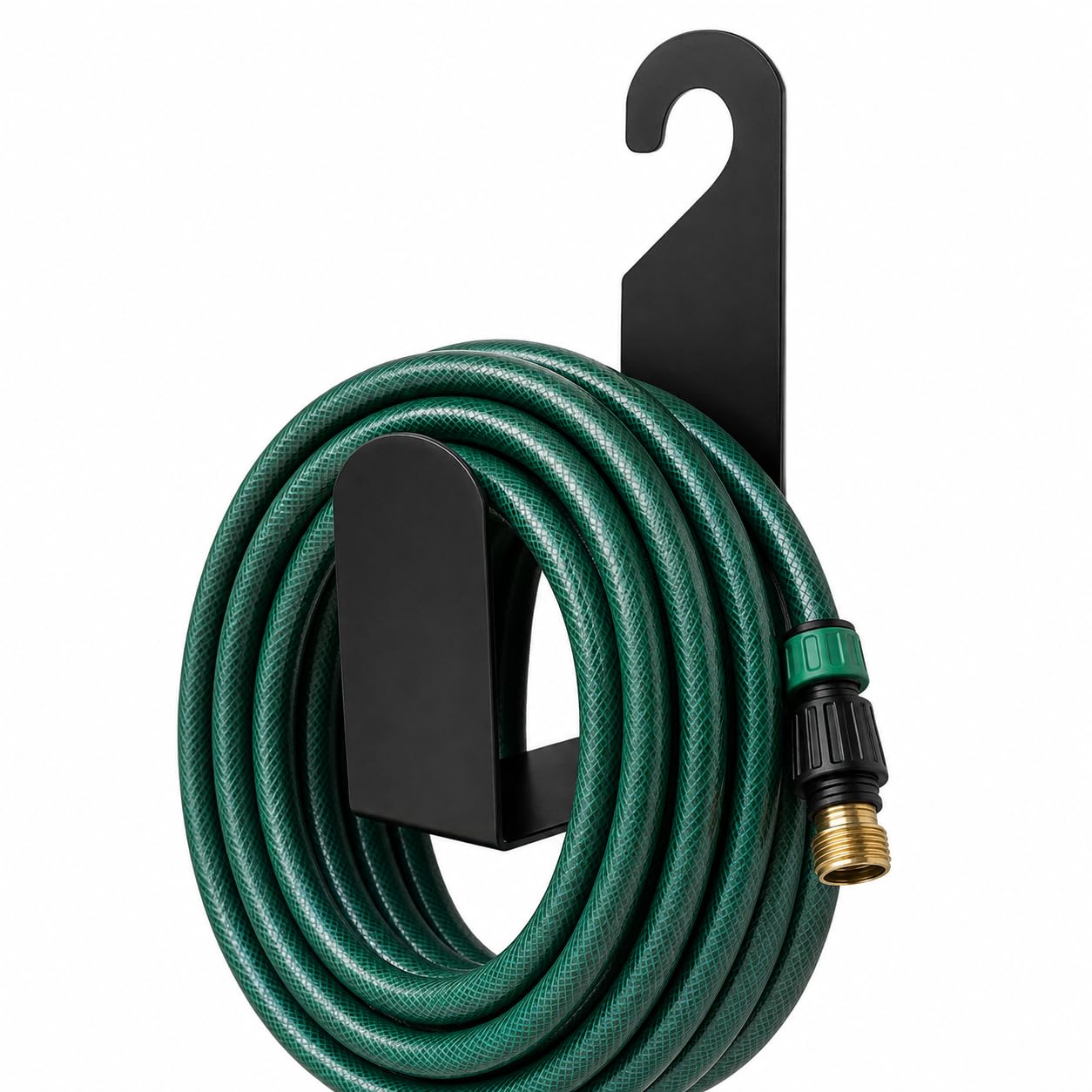 Metal Garden Hose Pipe Holder 2mm Thickness | Heavy Duty Wall Mounted Hose Hanger | Powder Coated Rust Resistant Hose Storage Rack | Garden Water Hose Organizer | Black-image-1