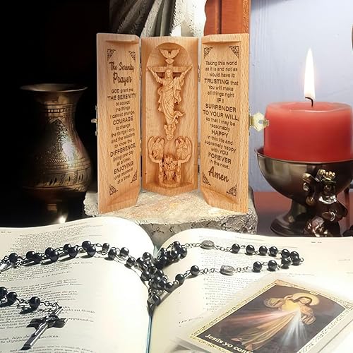 Vista 53 de Jesuspirit - Decoración cristiana, escultura católica de madera, regalos cristianos para hombres, estatua de Jesús, Virgen María, Decoración