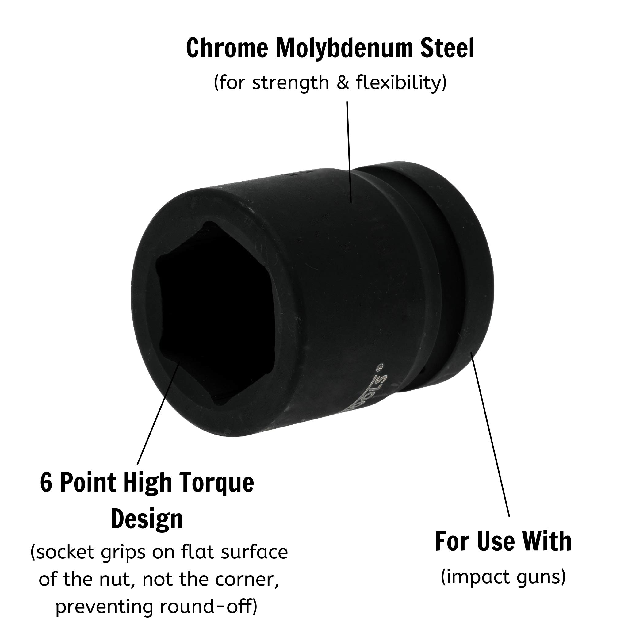 Tengtools Schlag-Stecknuss 1/2" 36 Mm – Chrom-Molybdän-Stahl, Für Industriellen Einsatz, Mit Sicherungsstift