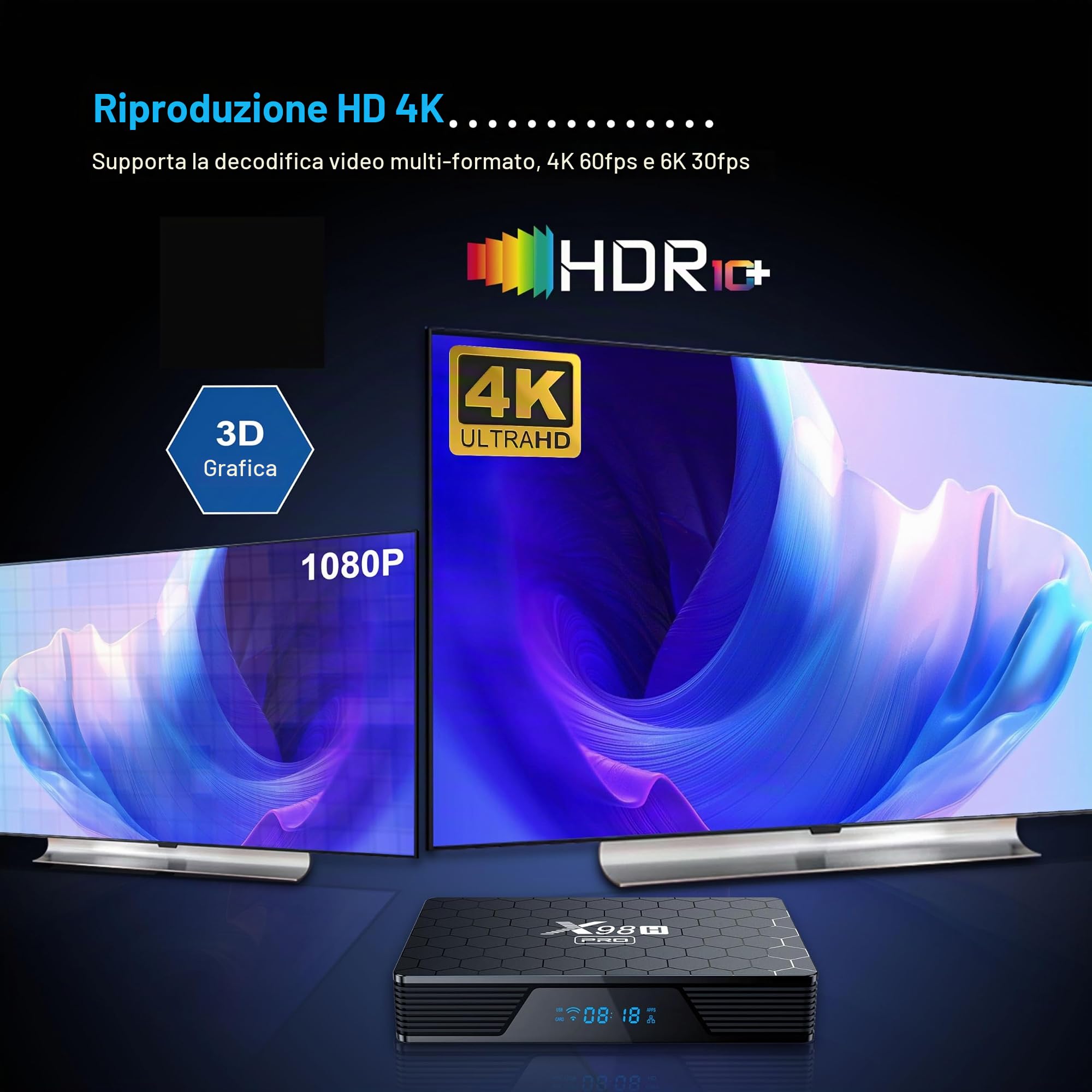 Android 12 TV Box 4GB RAM 32GB ROM H618 Quad Core CPU G31 MP2 GPU 2.4G/5G WiFi Support BT Support HD IN 100M DLAN Smart TV Box - Model No. : X98H Pro 4GB 32GB