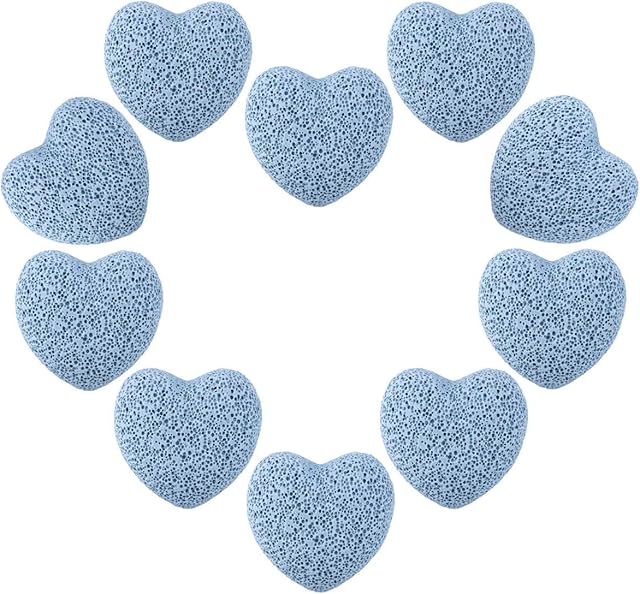 Nupuyai 10pcs Heart Palm Worry Stone for Chakra Reiki, Healing Anxiety Pocket Love Stone for Home Office Decoration, 25mm Blue