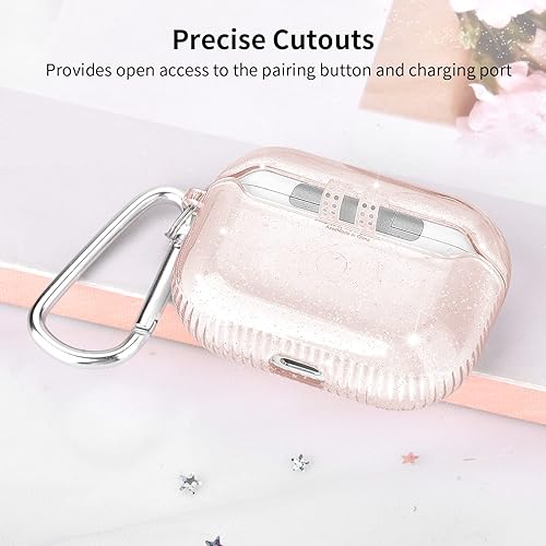 Vista 50 de KOREDA Funda para AirPod Pro de 2ª/1ª generación, funda protectora transparente de TPU suave y transparente a prueba de golpes, diseñada con llavero