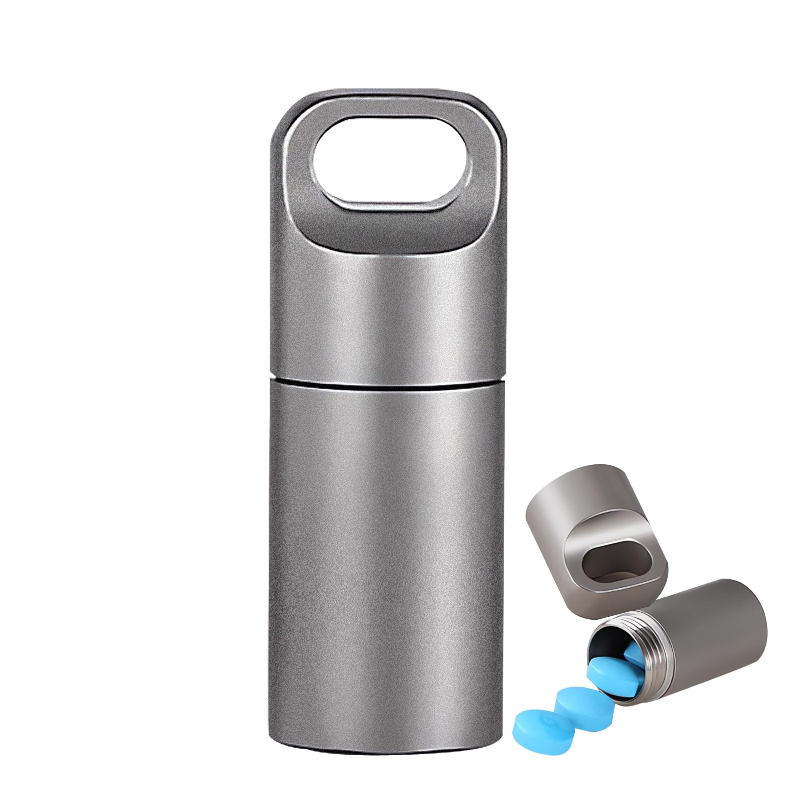 Small Keychain Pill Holder 304 Stainless Steel Portable Pill Case Organizer for Travel Waterproof Pocket Pill Container Medicine