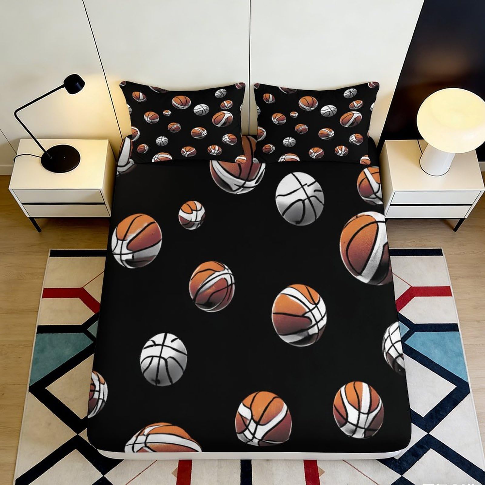 3D Printed Watercolor Baseball Fitted Sheet Microfiber Deep Pocket Non-Slip Baseball Mattress Fitted Cover Soft for Bedroom Teens Adults 120x200x25cm