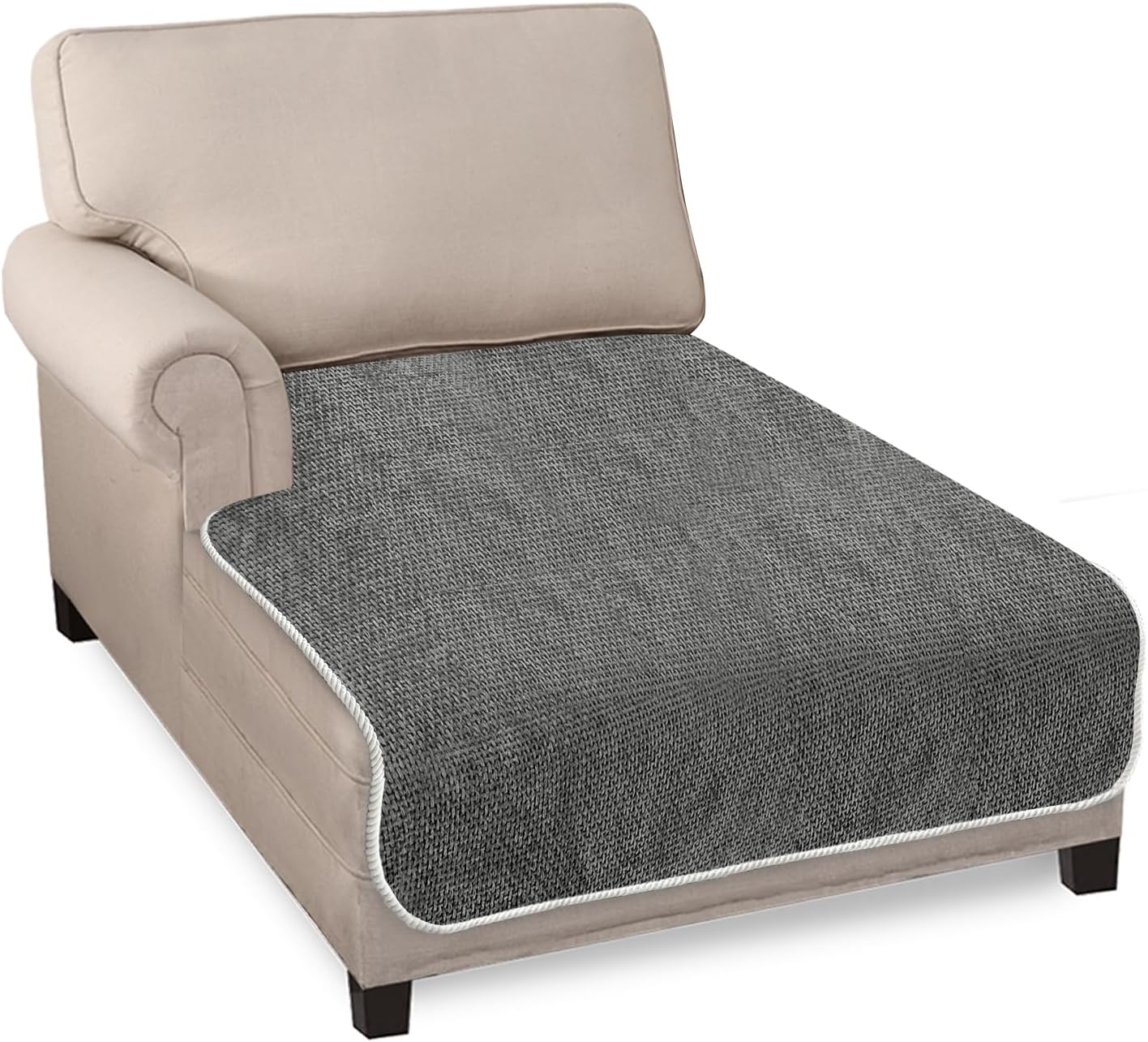 Granbest 2024 Non-Slip Sofa Seat Covers Chaise Lounge Protectors from Pets Universal for All Seasons (Chaise, Grey)