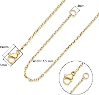 Vista 3 de Cadena de acero inoxidable para fabricación de joyas: cadenas de collar LUCKYPADS a granel de 0.059 in chapadas en oro, cadenas finas chapadas