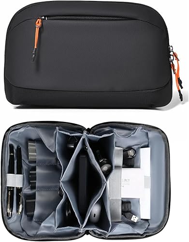 Miniatura 15 de mygreen Organizador de viaje para electrónica, estuche impermeable para accesorios electrónicos, bolsa portátil de doble capa para guardar cables,