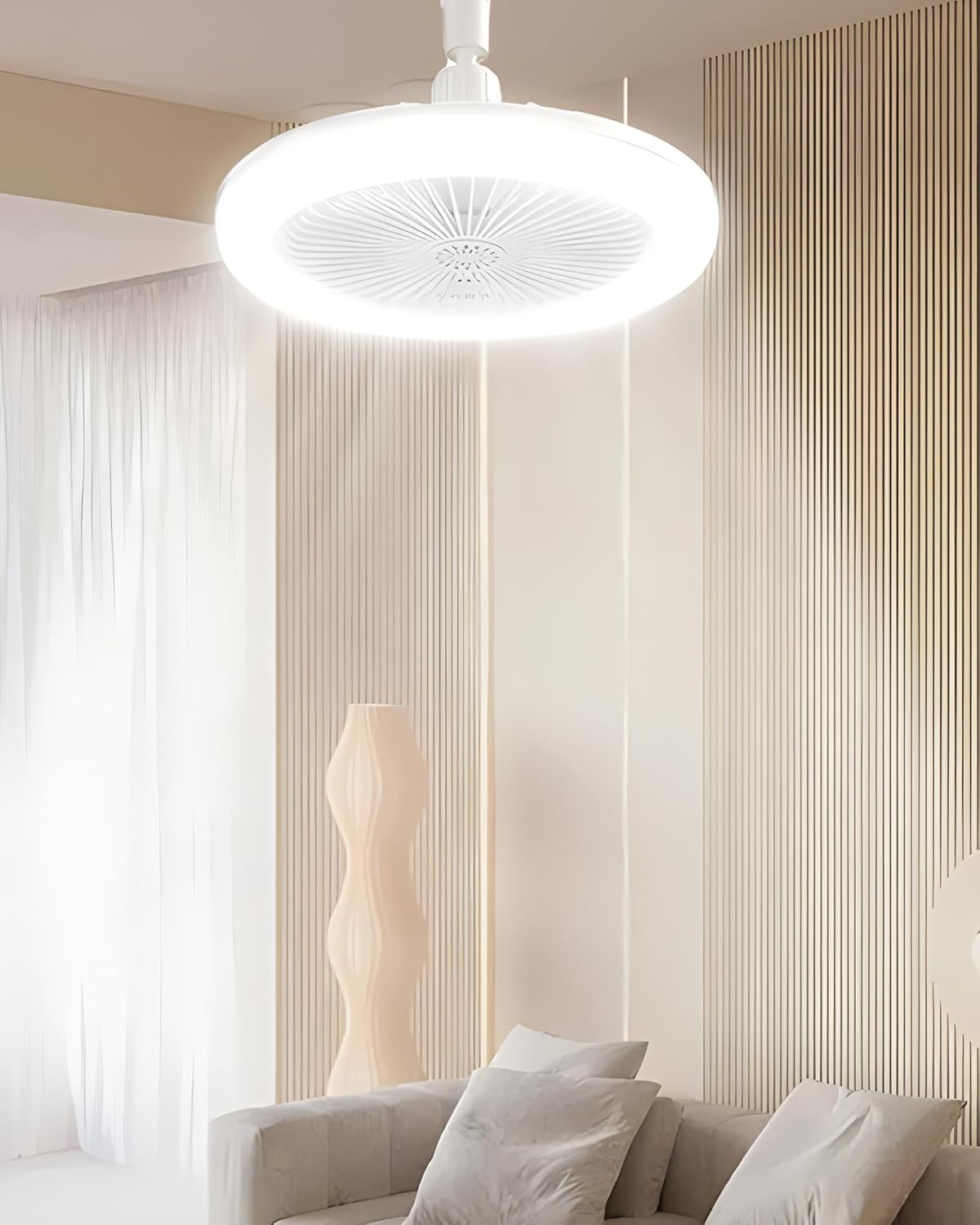 White 10" Ceiling Fan with Dimmable LED Light and Remote