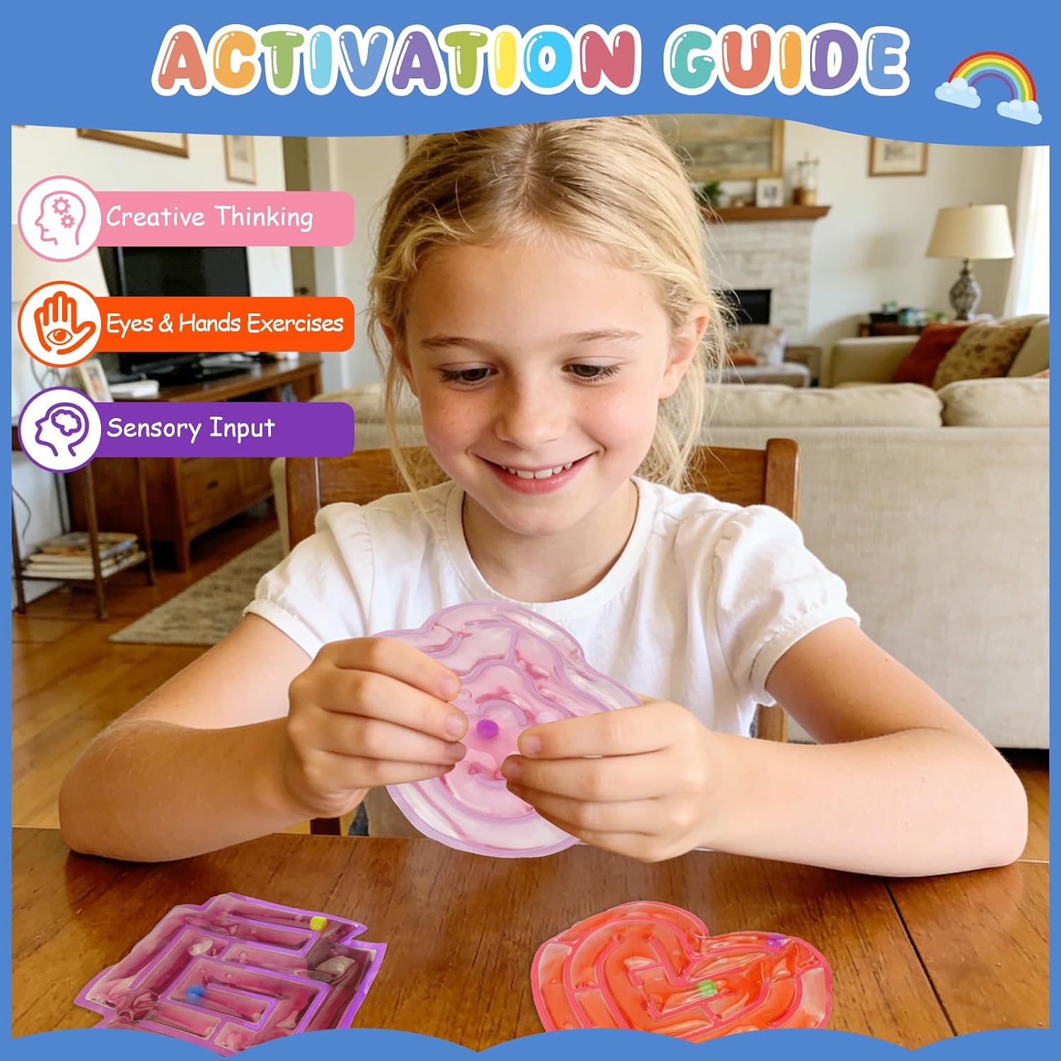 3 Packs Squishy Sensory Marble Maze Fidget Toys - Fidget Sensory Maze for Autism, Anxiety & ADHD, Squeeze Fidget Toy Calming Tools for Adults Office Desk / Travel Classroom Must Haves