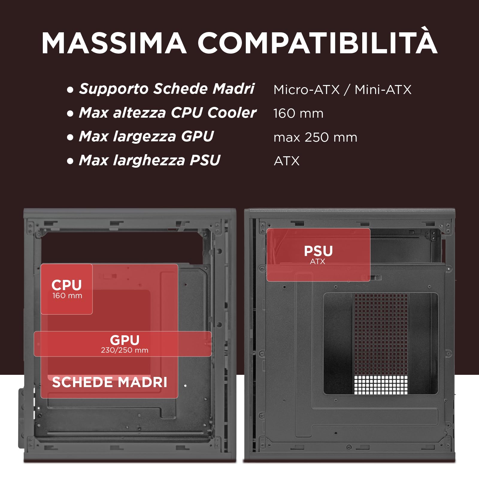 Nuwo Quartz QK200 Obudowa Micro-ATX bez zasilania, komputer PC kompaktowa mini wieża kompatybilna z MicroATX i Mini-ITX, USB 3.0, Type-C