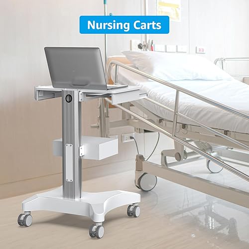 Miniatura 2 de Carrito médico con bandeja para laptop y soporte para escáner oral, estación de trabajo móvil sobre ruedas con cajón para clínicas dentales de