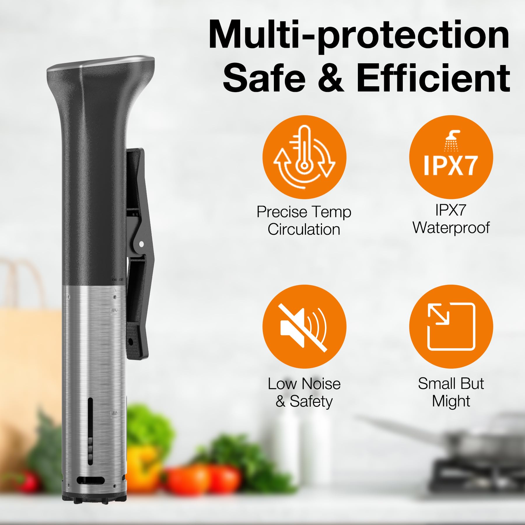 Sous Vide Machine, 1100 W WIFI mejorada Cocina de trabajo ultra silenciosa Circulador de inmersión con recetas (aplicación incluida), temperatura precisa, temporizador digital, impermeable