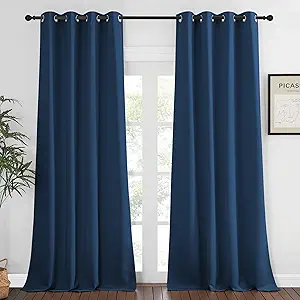 NICETOWN Bedroom Curtain Room Darkening Drapery 102 inches Length - Home Fashion Thermal Insulated Grommet Room Darkening Curtain for Living Room (Moroccan Blue, 1 Panel, 52 x 102 inches)