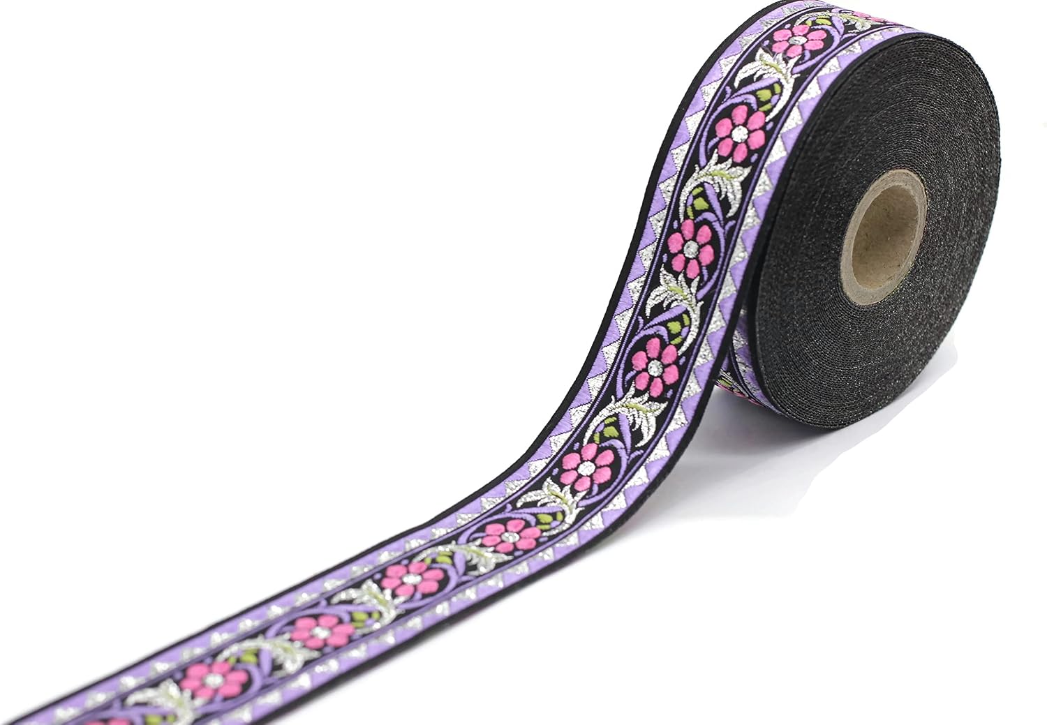 11 Yard Spool 1.37 inches Wide Bavarian Spring Time Floral Purple Jacquard Trim Floral Ribbon Tapes Band Jacquard Ribbons Ruban 35904