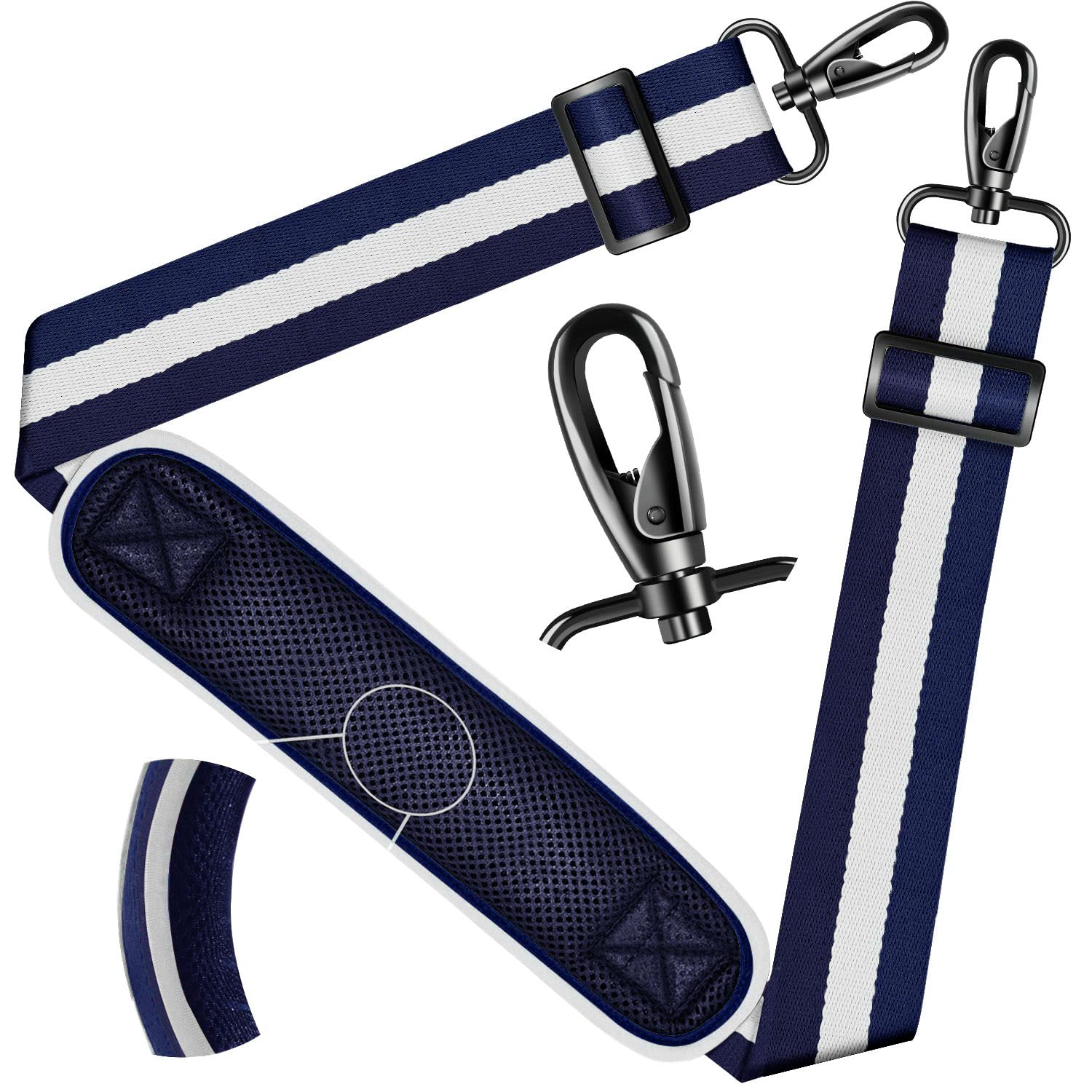 ZINZ Shoulder Strap - 59 Inch Universal Heavy-duty Adjustable Strap with Ultra-thick Fixed Breathable Pad for Laptop, Crossbody, Gym, Camera Bag and More - Stripe-BuWBu