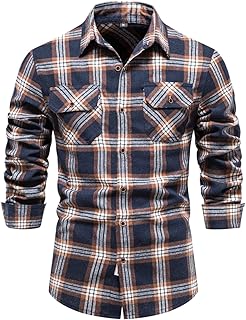 Herren Hemd Plaid Button Stehkragen Slim Fit Langarmshirt Freizeit Langarmhemd Bügelfreies Business Formale Anzug Party Ho...