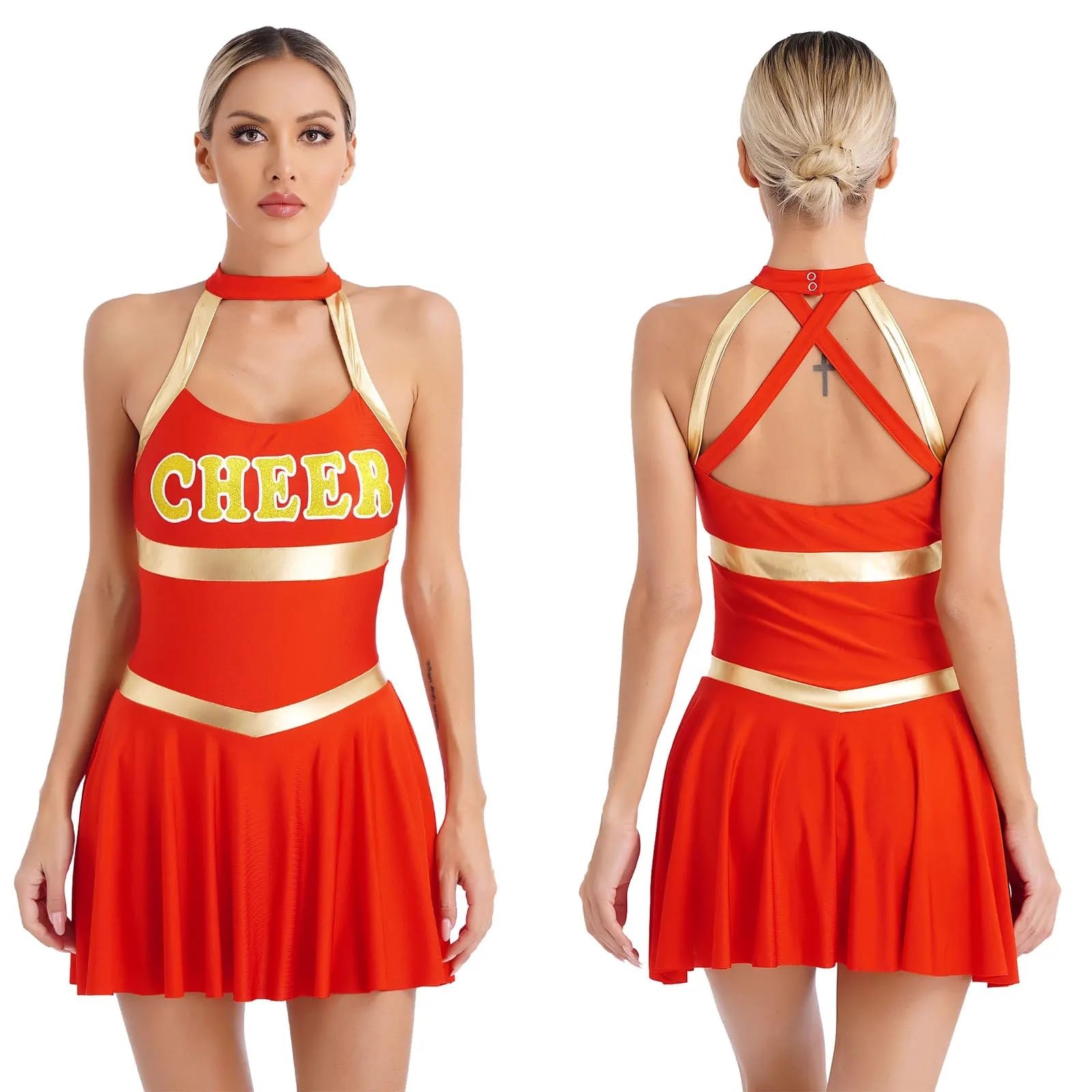 Costume da Cheerleader Costume da cheerleader donna, uniforme, for giovani studentesse, carnevale, cosplay, vestito Il richiamo della notte Per lo sport