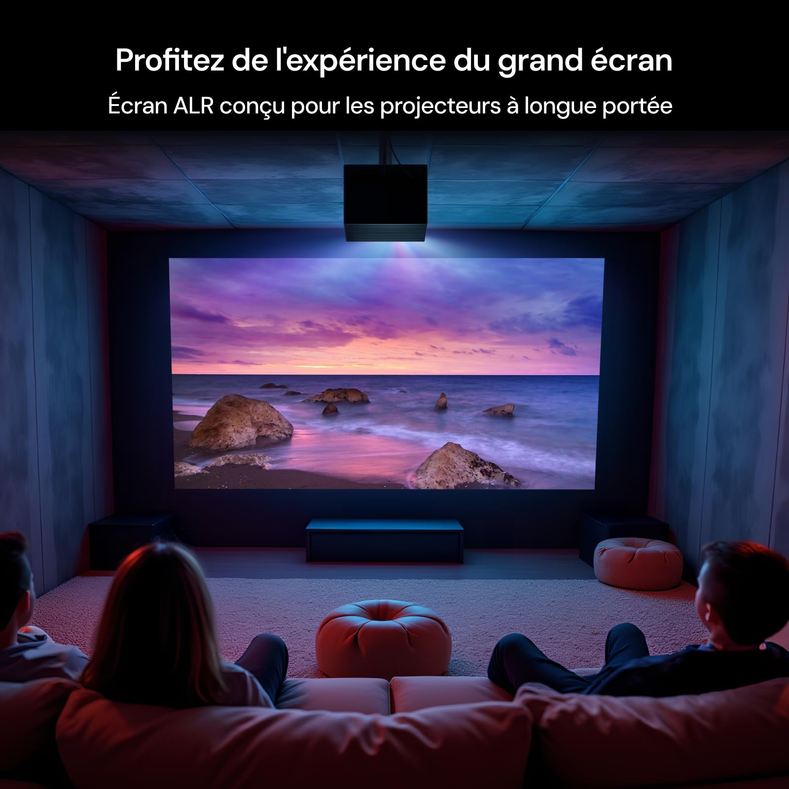Écran Fresnel de 100 Pouces rejetant la lumière ambiante, Gain de 1,8 DB, résistance à la lumière ambiante de 85%, Conception de Type de-Speckle, Cadre Fixe 16:9 pour projecteur à Longue portée