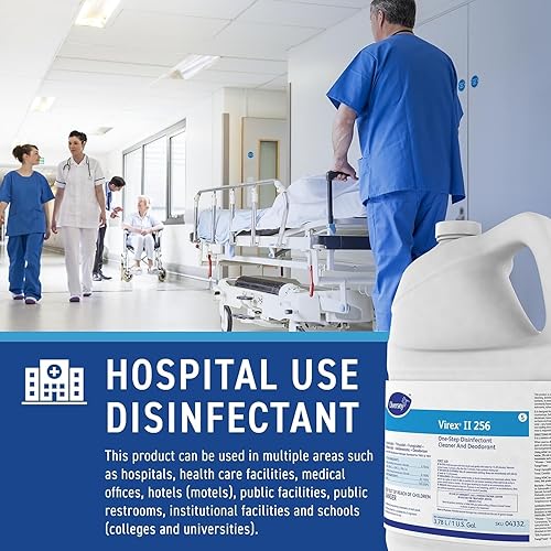 Miniatura 7 de VIREX Diversey II 256 04332. Limpiador desinfectante y desodorante, limpiador de pisos de grado hospitalario con aroma a menta, concentrado, 1 galón