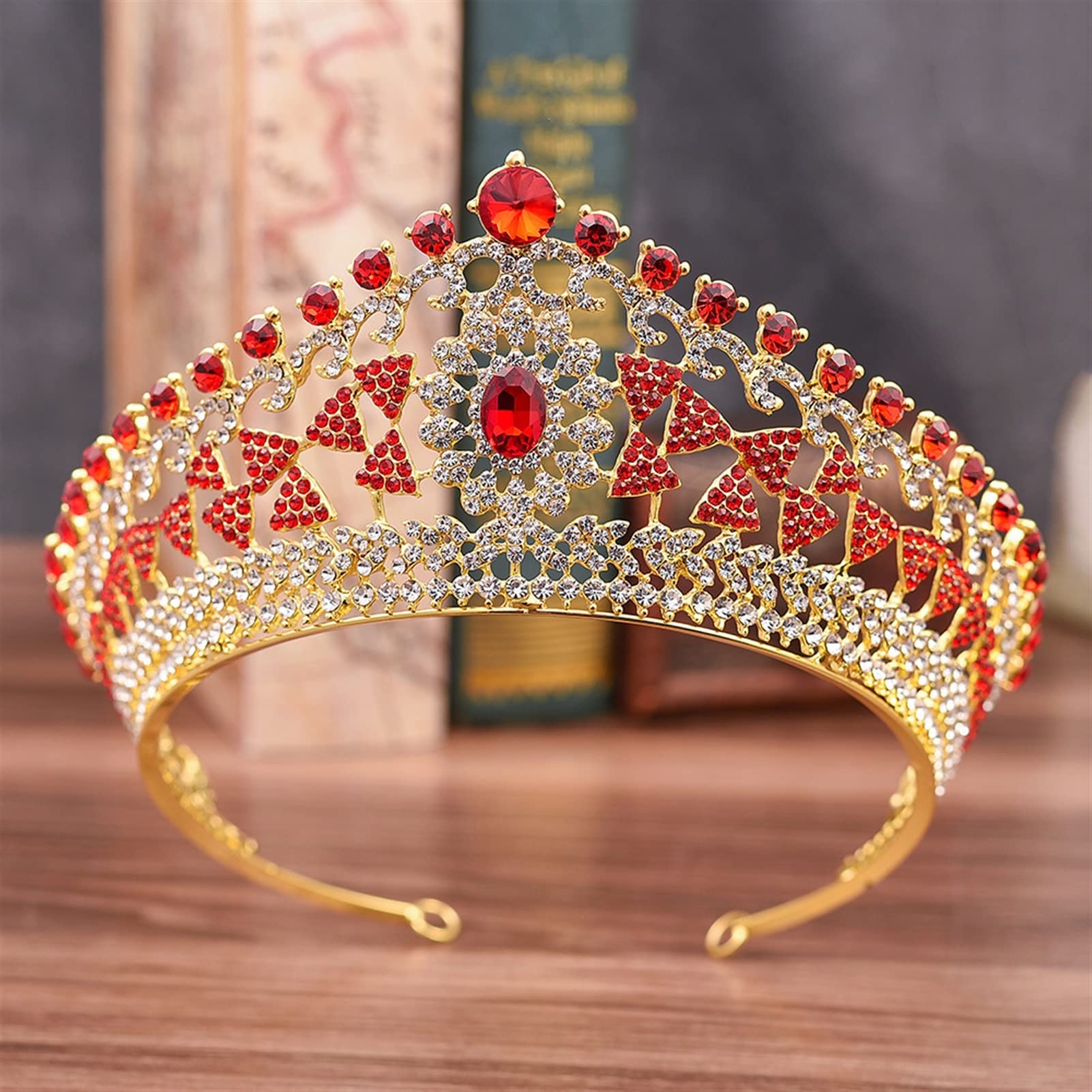 Hecho a Mano Boda geométrica Nupcial Tiara cryestone Crystal Novias tadro de Belleza de Belleza. Diadema de Boda (Metal Color : H131 Gold Blue)