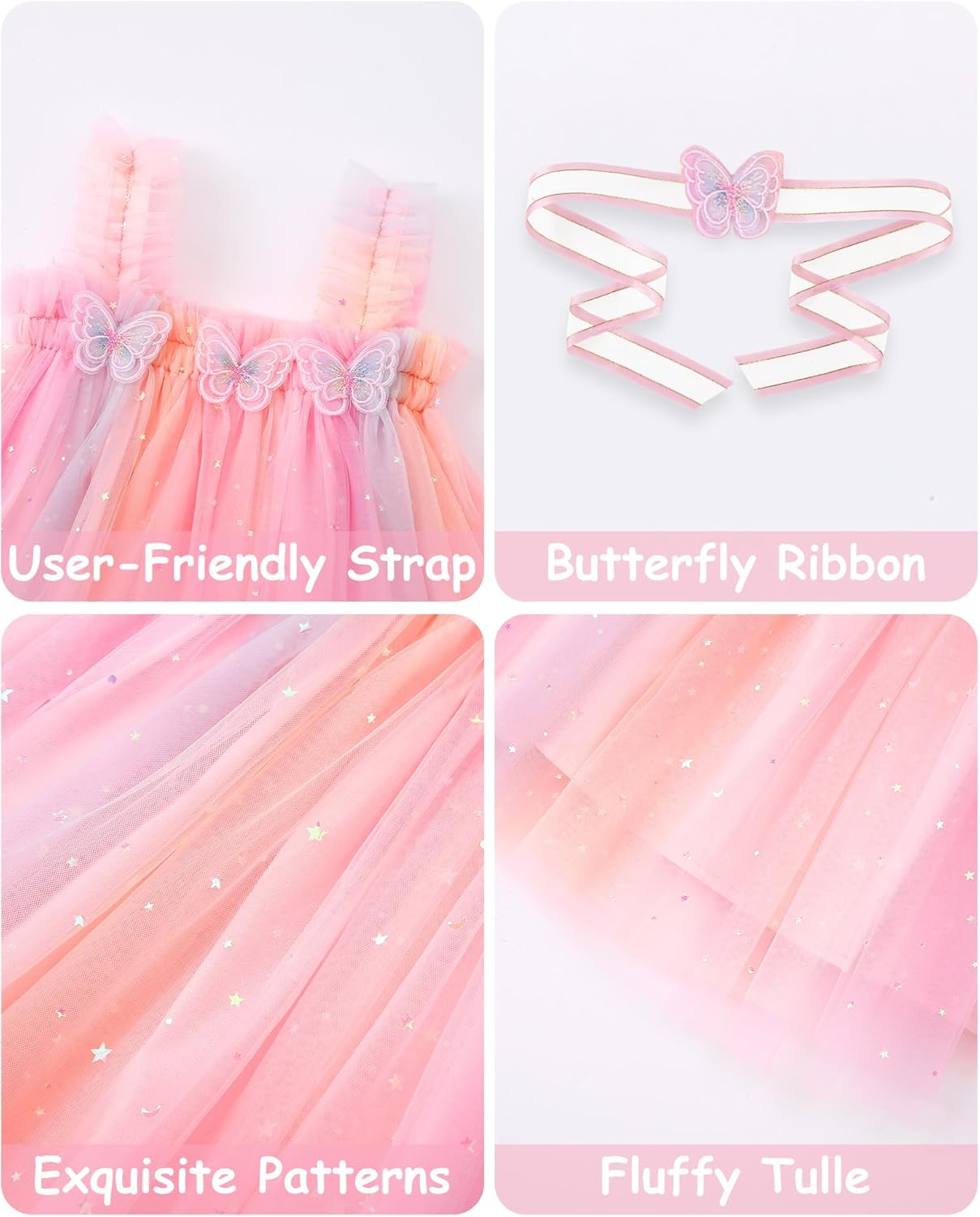 YALLET Toddler Dress Ruffle Sleeveless First Birthday Dresses Flower Embroidery Smash Cake Outfit with Butterfly Ribbon - Image 6
