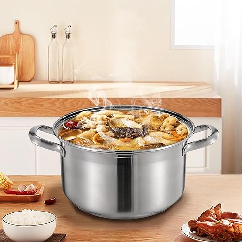 Miniatura 9 de Ollas con tapa de acero inoxidable de 3.17 cuartos de galón, olla de inducción, olla de inducción, olla con tapa de vidrio para guisococción a fuego