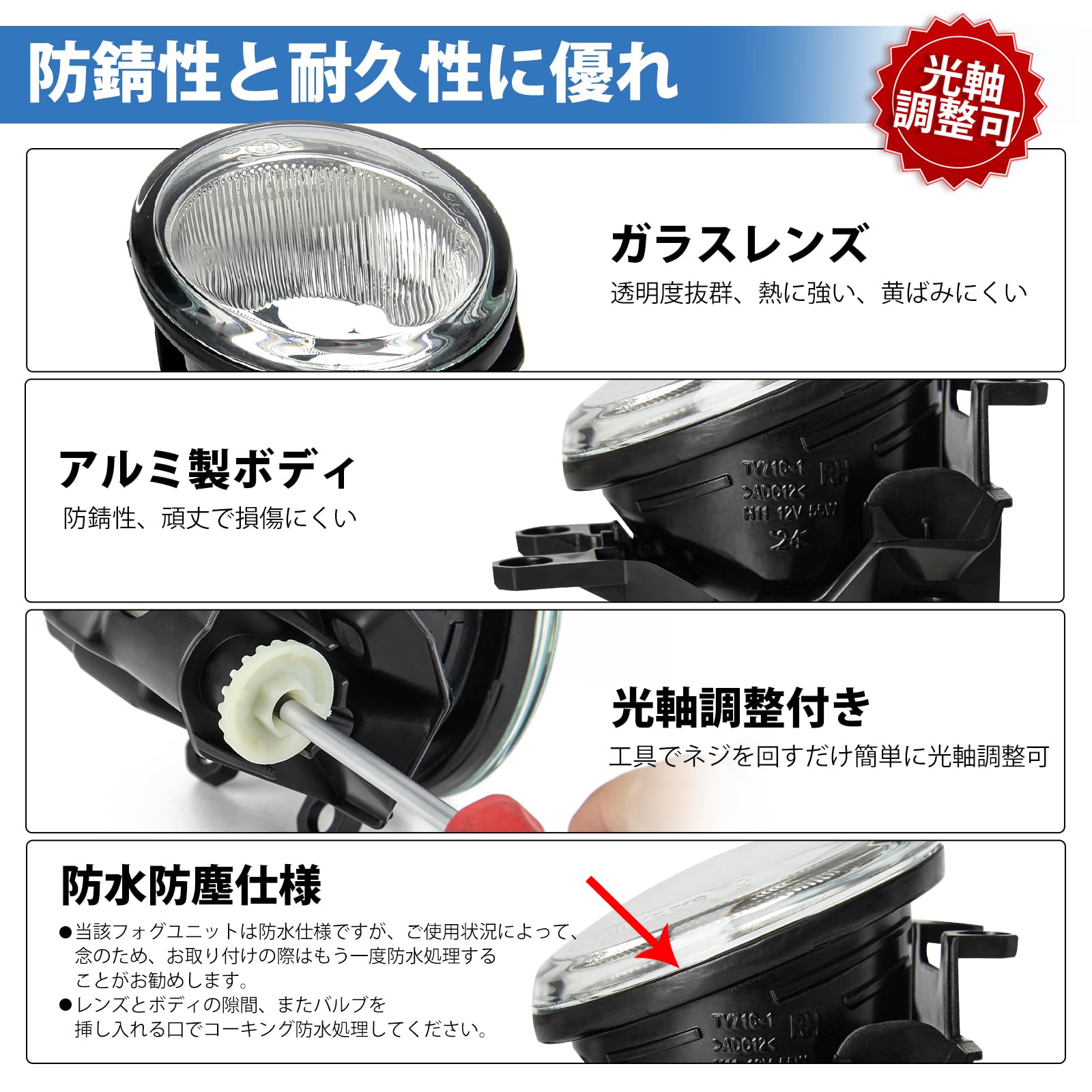 Amazon | OPPLIGHT フォグランプ ユニット 後期型 トヨタ車対応 H16に