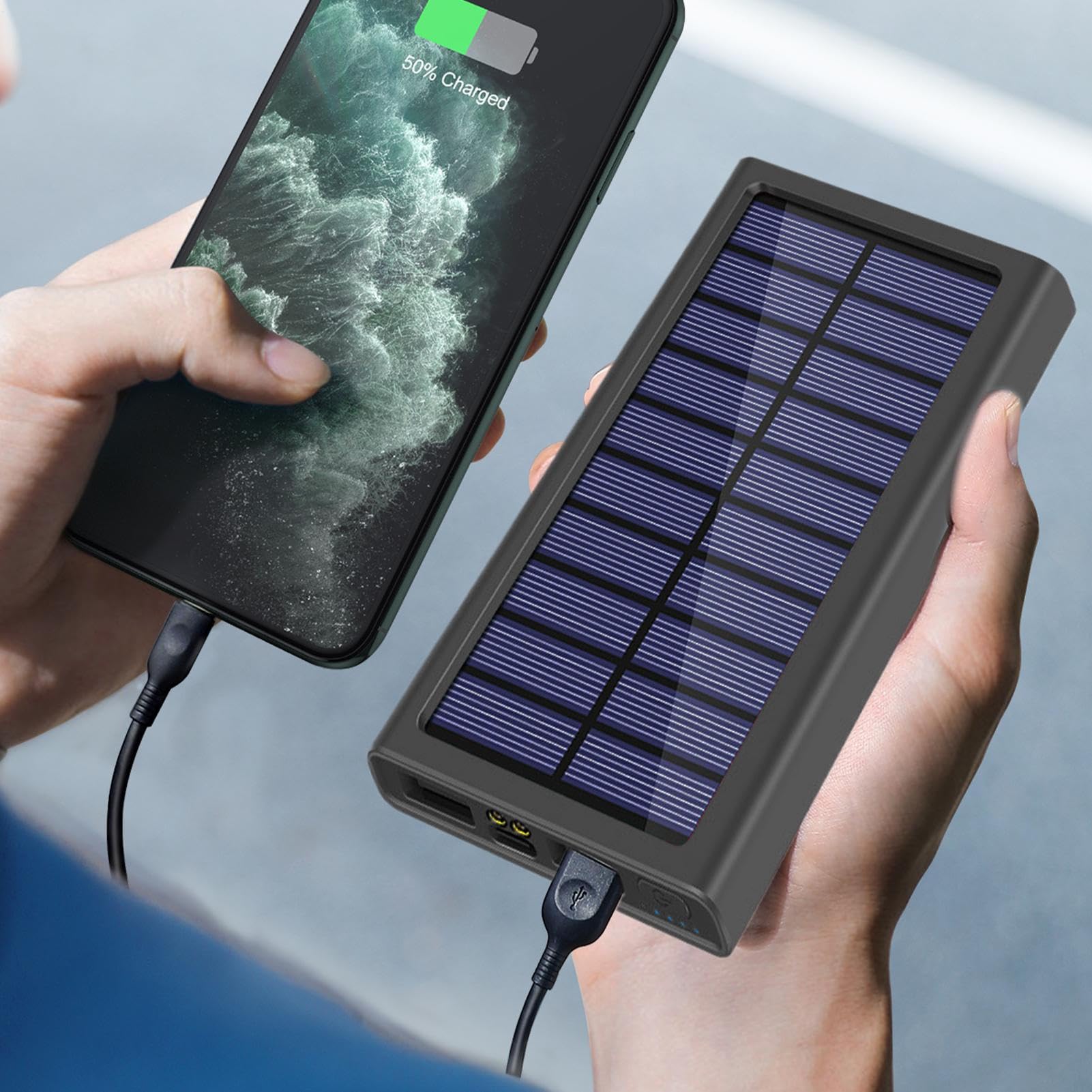 Power Bank Solare Portatile Batteria A Ricarica Rapida Portatile Da 10000