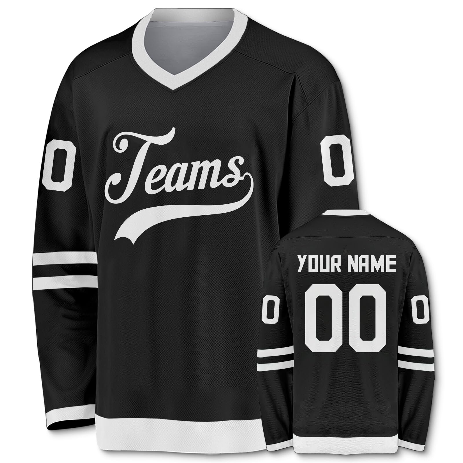 Custom Ice Hockey Jersey Hip Hop Personalized Printed Long Sleeves Hockey Jersey Custom Gift for Men Women Youth Kid