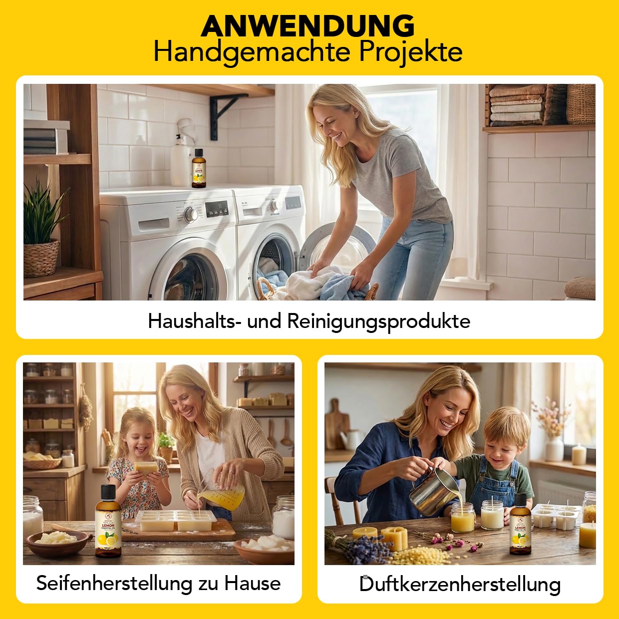 Ätherisches Zitronenöl 2x100 ml - Citrus Limon - Reines Ätherisches Öl - für Diffusers und Duftlampen - Zitrus Duft - Aromakerze - Seife - Lufterfrischer - Aromatherapie