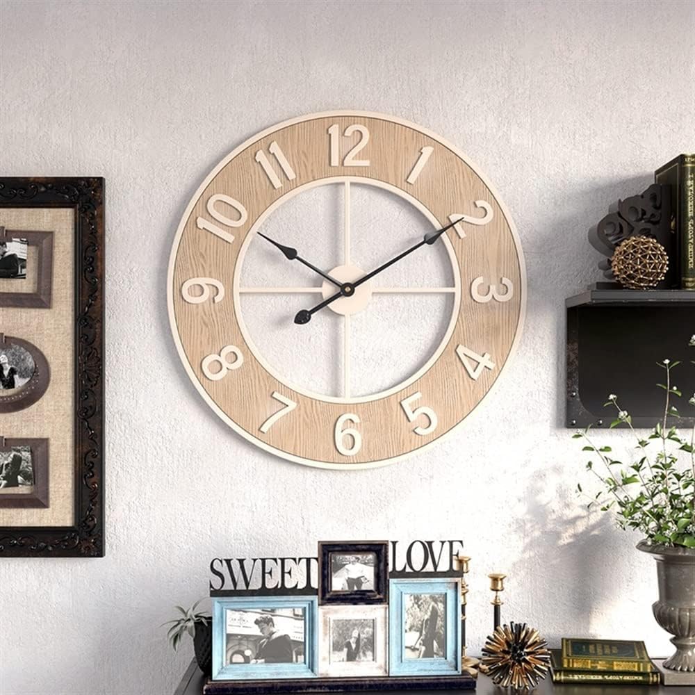 Reloj de Pared Relojes de Pared Reloj de Pared silencioso Reloj de Pared Redondo de Cocina Cuarzo silencioso sin tictac 60 cm / 24 Pulgadas Reloj Decorativo para Sala de Estar Relojes de Pared para