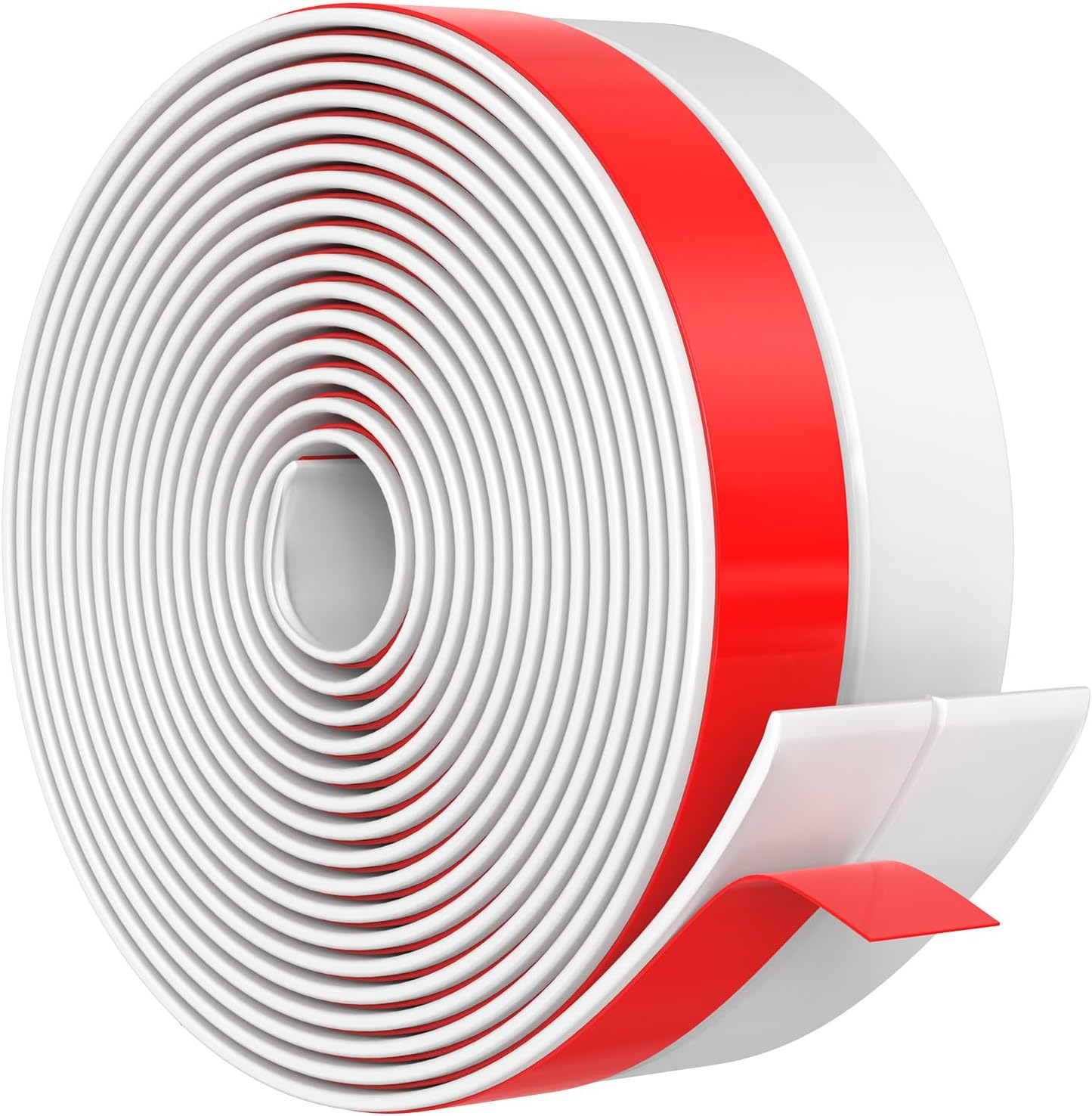 【2026 New Upgrade】 Wide Silicone Weather Stripping Door Seal with Strong Adhesive 2" x 20 ft, Draft Stopper Tape for Door Frame, Side and Bottom Gaps Strip for Glass Shower, White